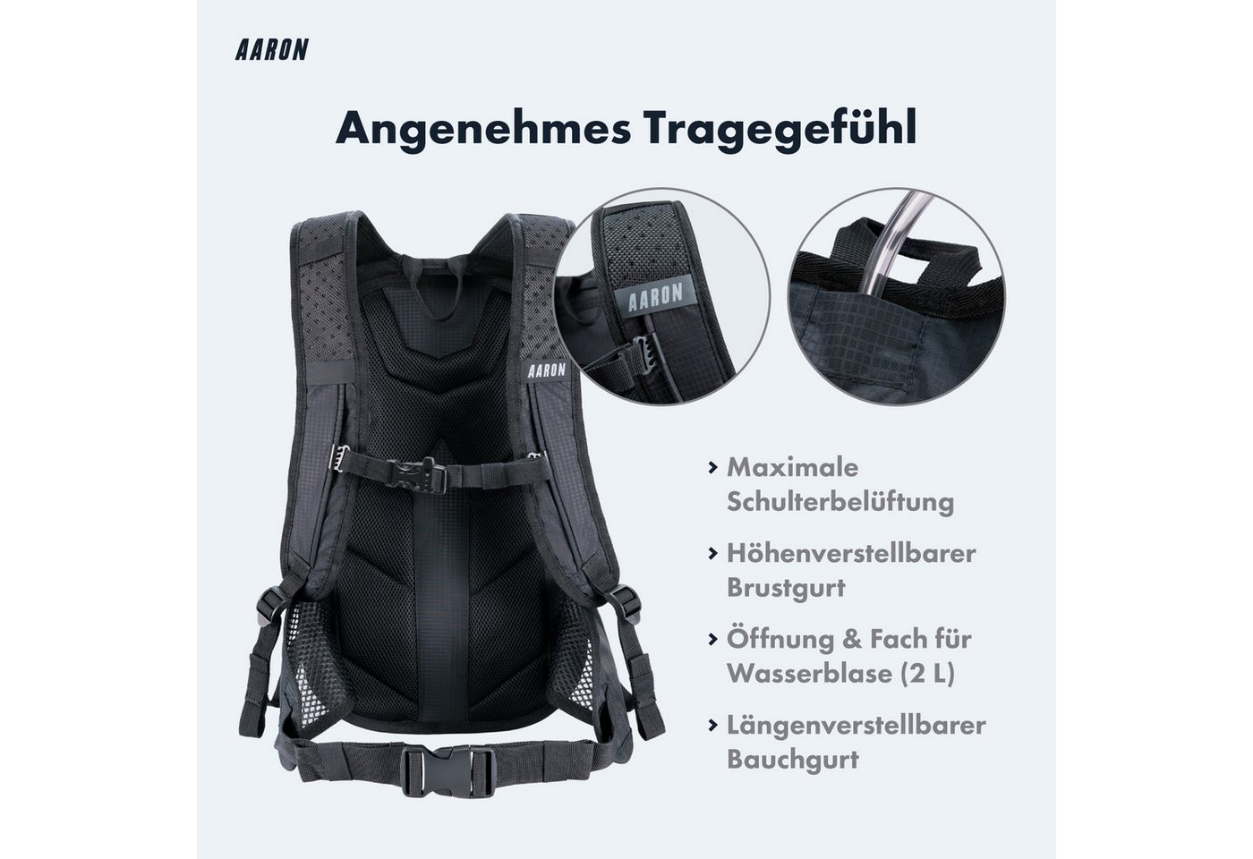 AARON Fahrradrucksack 25L Sportrucksack Fahrrad wasserdicht mit Regenschutz Trekking Tour Bild 4