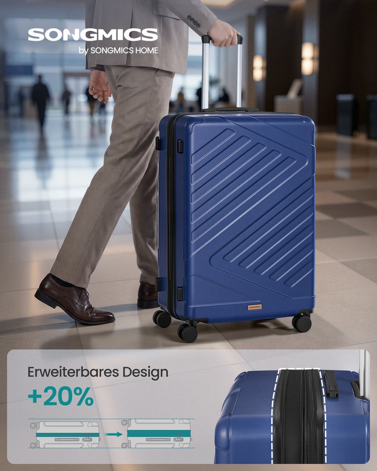 SONGMICS Hartschalen-Trolley Kofferset, 360° Rollen, robuster Reisekoffer, Bordcase, ABS Bild 4