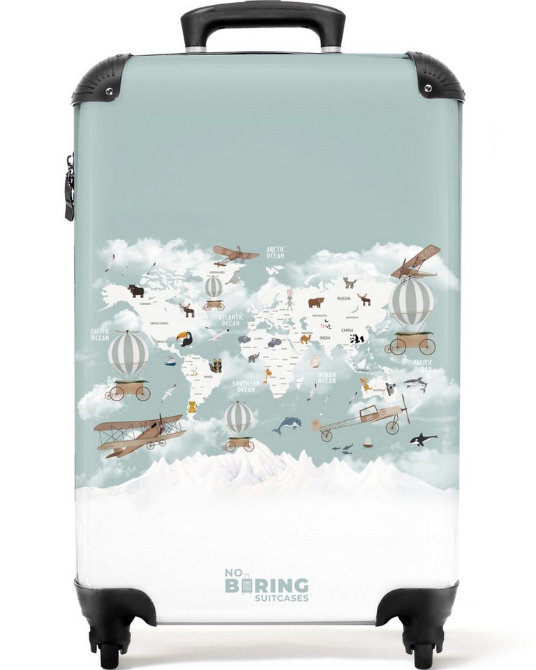 NoBoringSuitcases.com© Hartschalen-Trolley Weltkarte - Kind - Flugzeug 55x35x20cm, Reisetasche mit Rollen, Koffer Handgepäck Flugzeug Bild 3