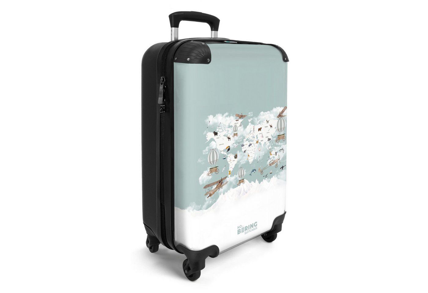 NoBoringSuitcases.com© Hartschalen-Trolley Weltkarte - Kind - Flugzeug 55x35x20cm, Reisetasche mit Rollen, Koffer Handgepäck Flugzeug Bild 5