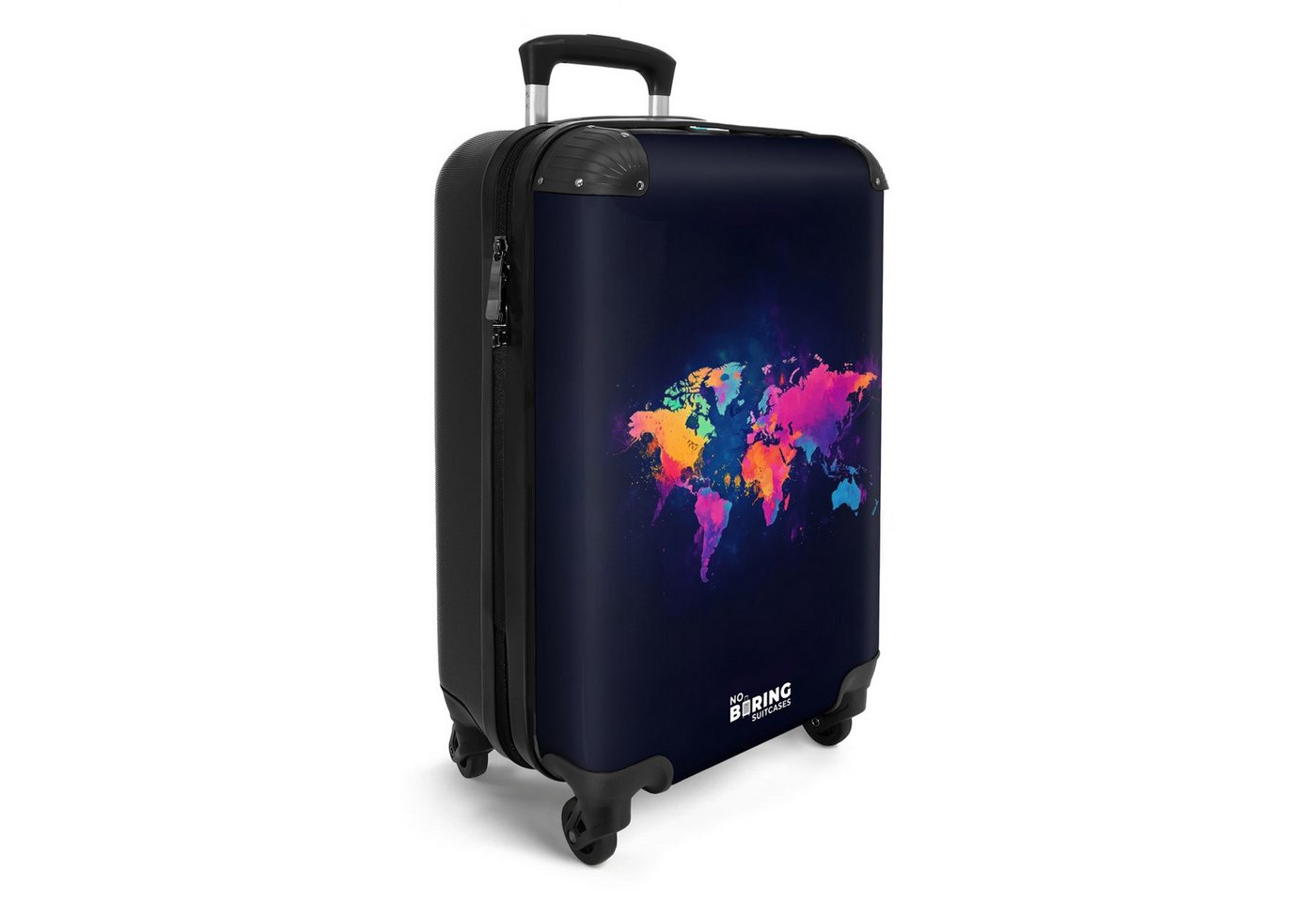 NoBoringSuitcases.com© Hartschalen-Trolley Weltkarte - Bunt - Graffiti 55x35x20cm, 4 Rollen, Reisetasche mit Rollen, Koffer Handgepäck Flugzeug Bild 2