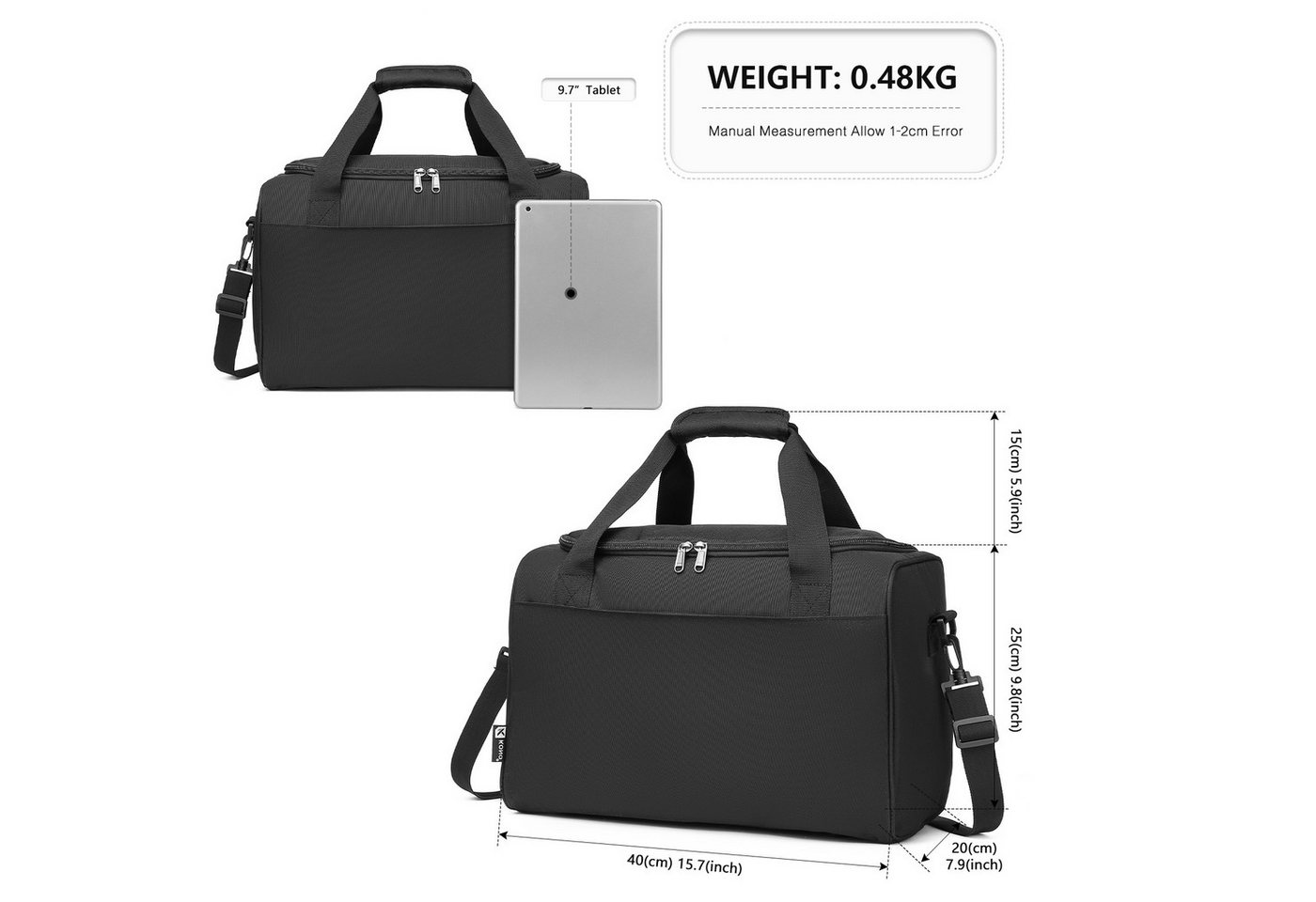 KONO Kofferset 2-teiliges Reiseset: Trolley-Koffer 52 cm Höhe+ Handtasche 25 cm Höhe, (2 tlg)