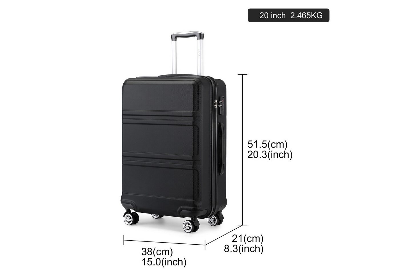 KONO Kofferset 2-teiliges Reiseset: Trolley-Koffer 52 cm Höhe+ Handtasche 25 cm Höhe, (2 tlg) Bild 3
