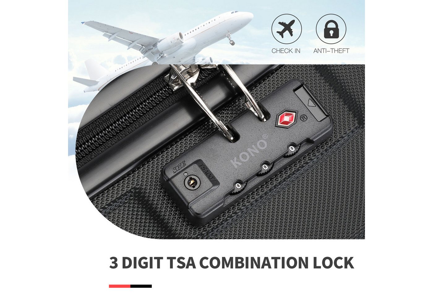 KONO Kofferset 2-teiliges Reiseset: Trolley-Koffer 52 cm Höhe+ Handtasche 25 cm Höhe, (2 tlg) Bild 4