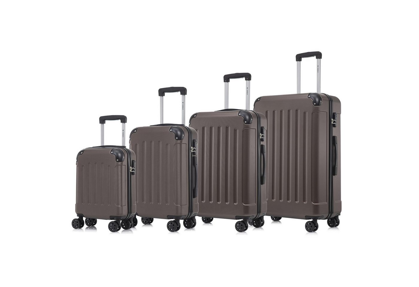 YONSLY Kofferset 4er Set, Reisekoffer Trolley mit 360° Rollen ABS-Hartschalen, 4 Rollen, (4 tlg., Sicherheitsschloss Weichem Gummigriff Handgepäck S/M/L/XL), Leichtes Gepäckset Trolley 4er Koffer Set, Reisekoffer Bild 3