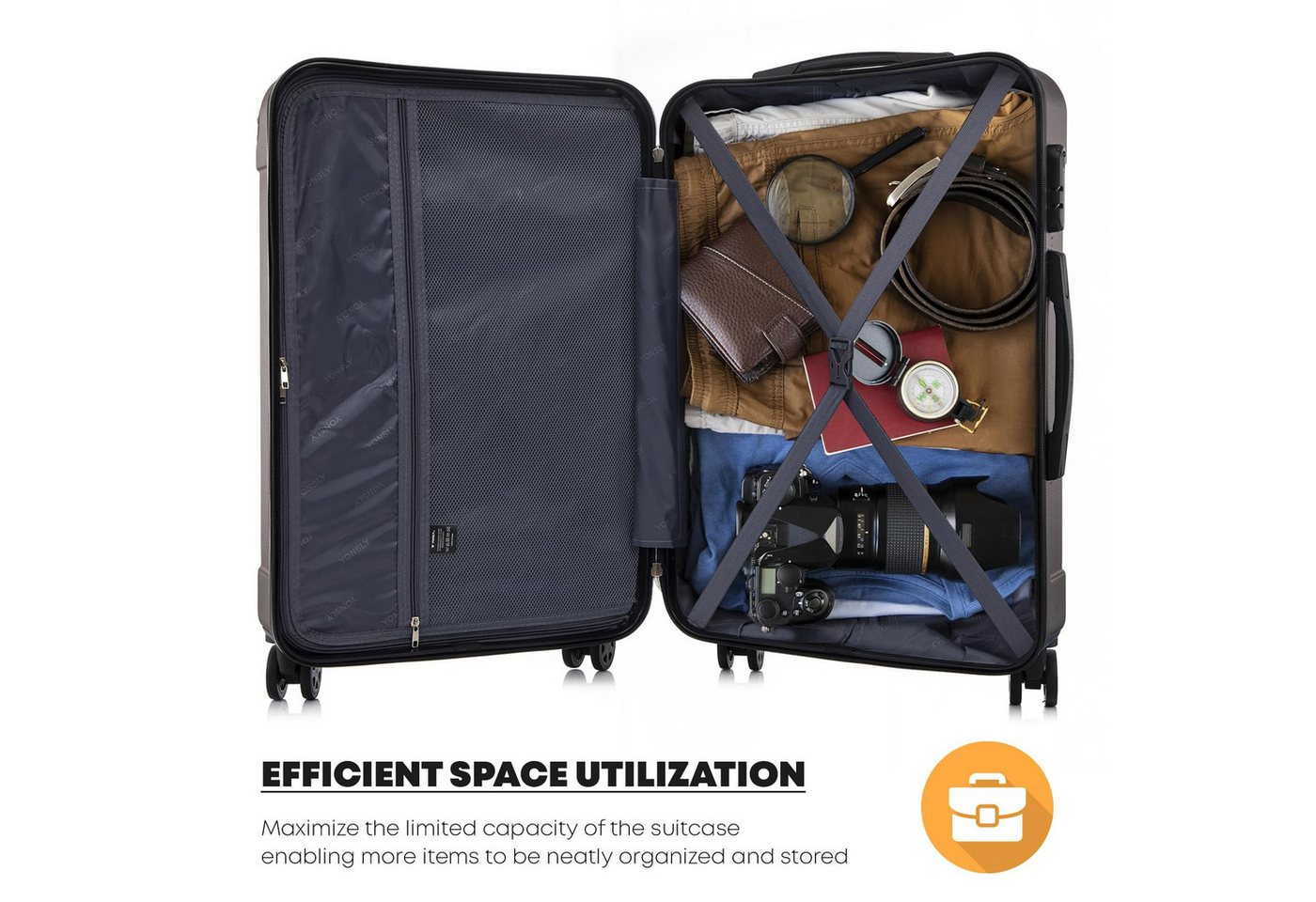 YONSLY Kofferset 4er Set, Reisekoffer Trolley mit 360° Rollen ABS-Hartschalen, 4 Rollen, (4 tlg., Sicherheitsschloss Weichem Gummigriff Handgepäck S/M/L/XL), Leichtes Gepäckset Trolley 4er Koffer Set, Reisekoffer Bild 4
