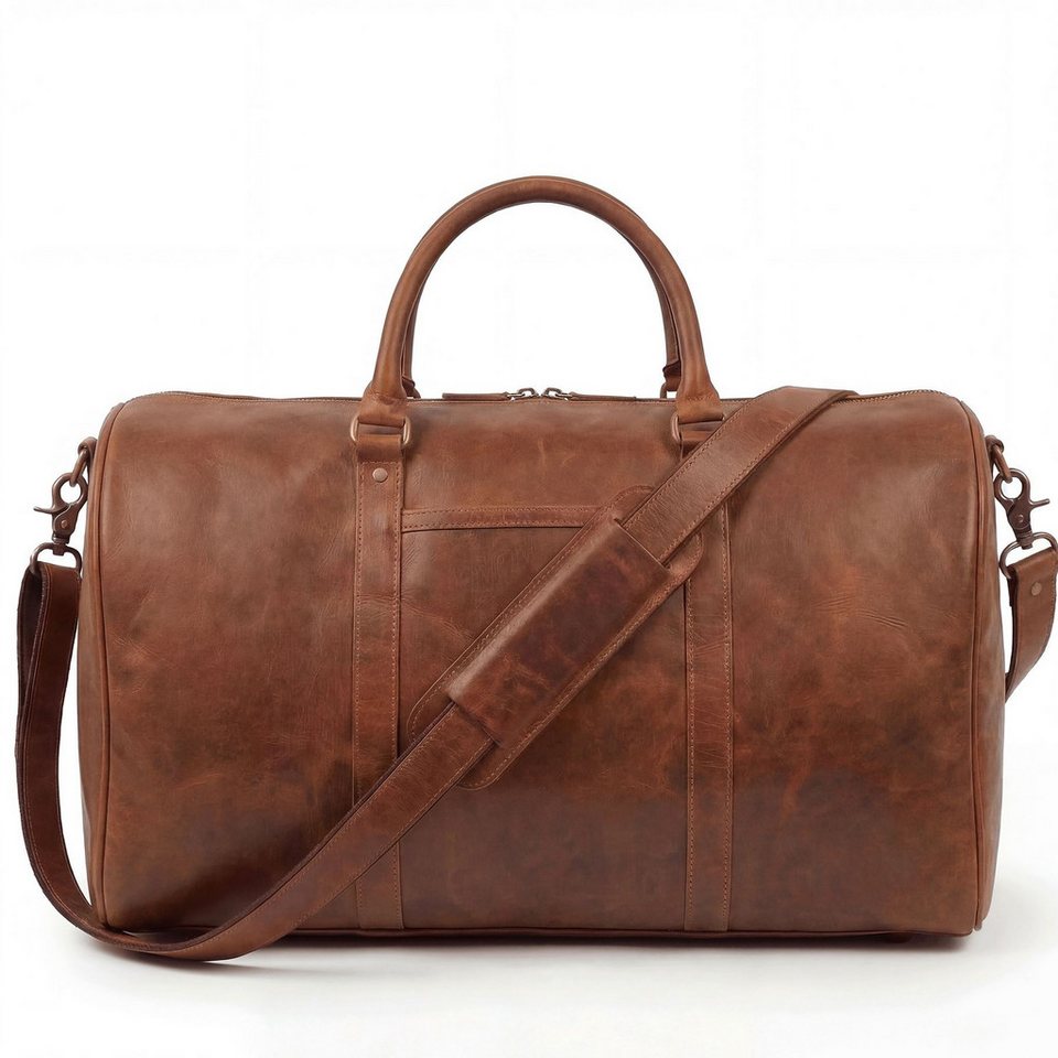 SID & VAIN Reisetasche echt Leder Weekender groß Ledertasche braun SKYLER mit Schuhfach, Echtleder Reisegepäck für Damen & Herren, Sporttasche XL Dunkelbraun Bild 5