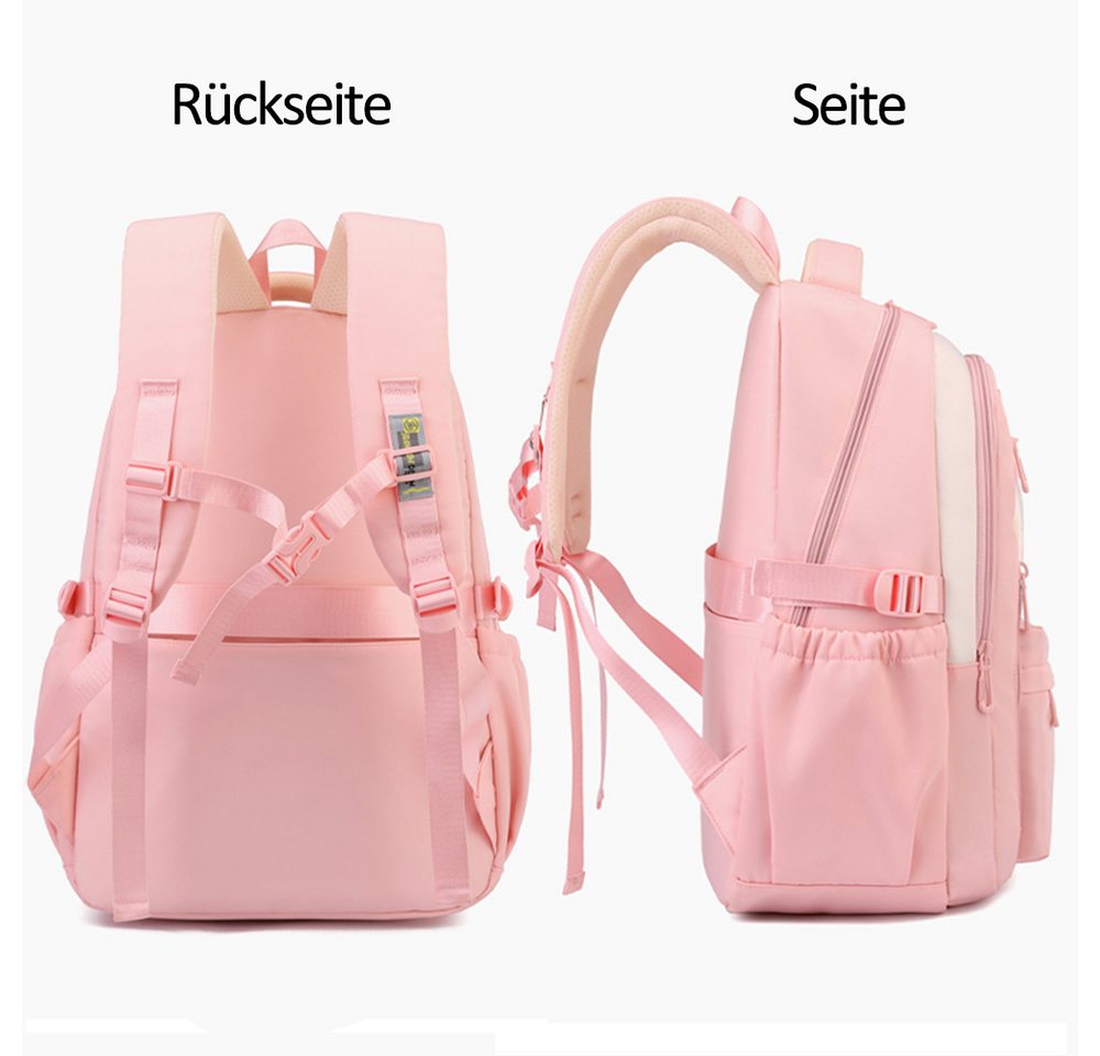 MOPUEA Schulrucksack Rucksack Schule Mit transparenter Fronttasche Mädchen Jungen Teenager (Turnbeutel Seitentasche, Laptopfach, Wasserabweisend, 1-tlg., mit doppelter Reißverschluss) Bild 2