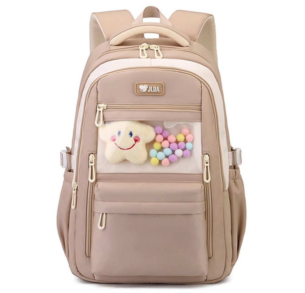 MOPUEA Schulrucksack Rucksack Schule Mit transparenter Fronttasche Mädchen Jungen Teenager (Turnbeutel Seitentasche, Laptopfach, Wasserabweisend, 1-tlg., mit doppelter Reißverschluss) Bild 3
