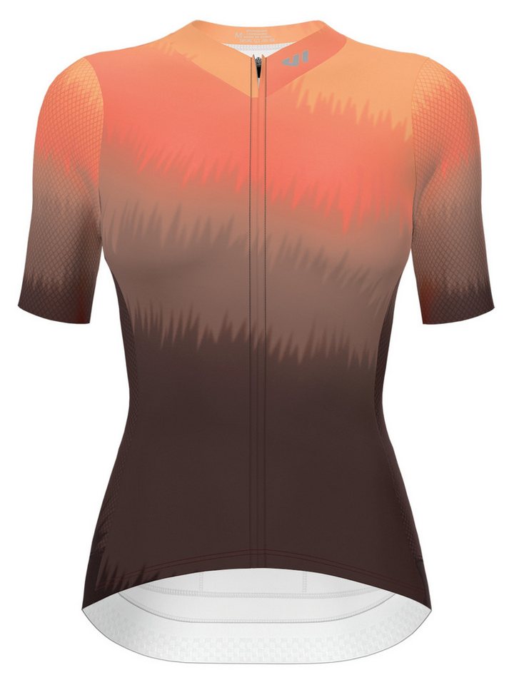 Wulibike Radtrikot Damen Fahrradtrikot Kurzarm Farbverlauf Atmungsaktiv Slim Fit (1-tlg) Anti-Rutsch Saum, reflektierende Details und große Handytaschen Bild 4