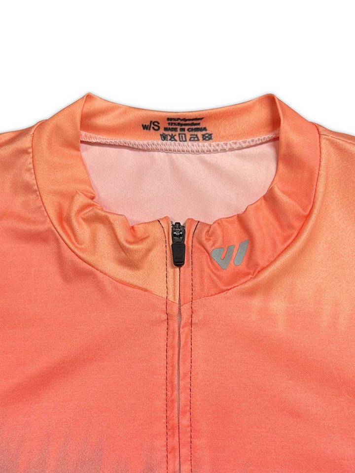 Wulibike Radtrikot Damen Fahrradtrikot Kurzarm Farbverlauf Atmungsaktiv Slim Fit (1-tlg) Anti-Rutsch Saum, reflektierende Details und große Handytaschen Bild 5