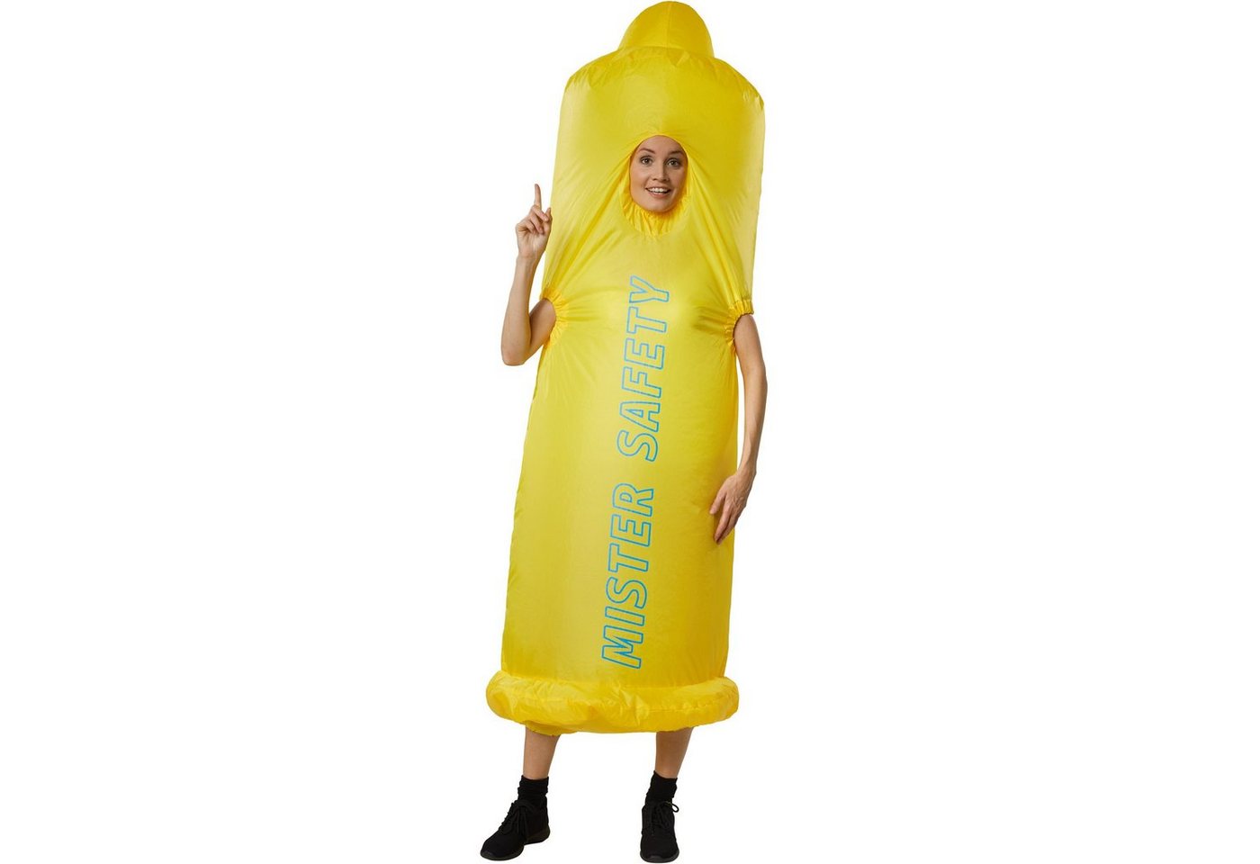 dressforfun Kostüm Selbstaufblasbares Kostüm Kondom, Anzug mit Aufschrift „Mister Safety Bild 3