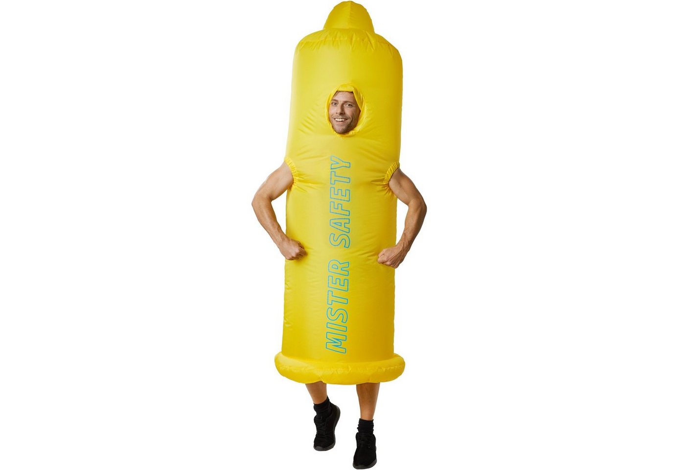 dressforfun Kostüm Selbstaufblasbares Kostüm Kondom, Anzug mit Aufschrift „Mister Safety Bild 4