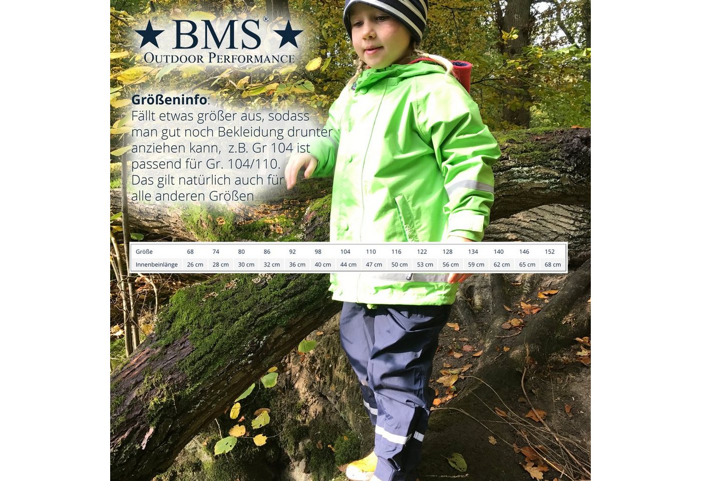 BMS Regen- und Matschhose atmungsaktive Regenbundhose für Kinder - 100% wasserdicht elastikbund mit Tunnelzug Bild 5