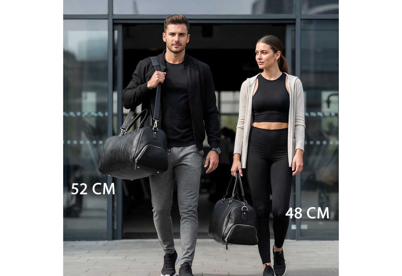 BACCINI Reisetasche echt Leder Weekender groß schwarz-52-cm, Echtleder Reisegepäck für Damen & Herren, Sporttasche XL schwarz Bild 3