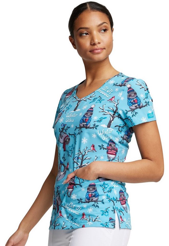 Dickies Funktionsbluse Bunt bedruckter Damen Kasack "Faultier im Winter" Kasack mit Motiv Bild 2
