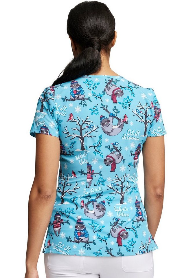 Dickies Funktionsbluse Bunt bedruckter Damen Kasack "Faultier im Winter" Kasack mit Motiv Bild 3