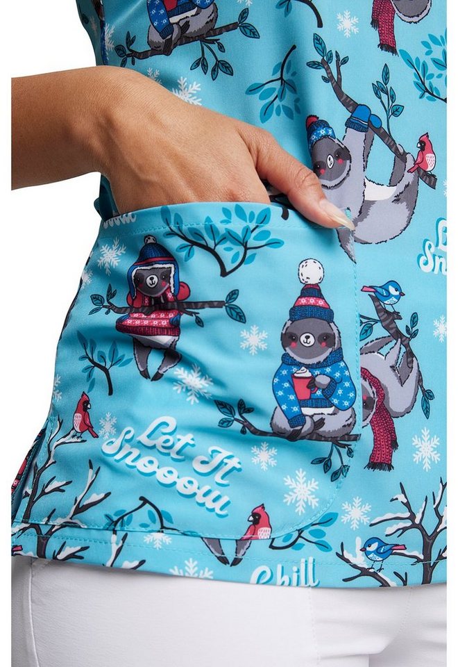 Dickies Funktionsbluse Bunt bedruckter Damen Kasack "Faultier im Winter" Kasack mit Motiv Bild 5