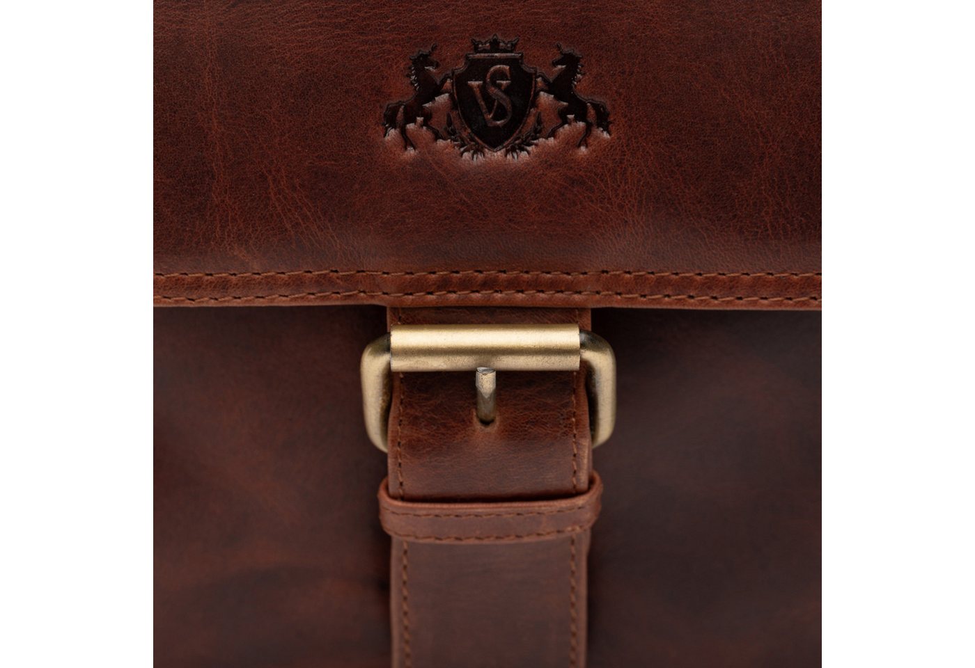 SID & VAIN Messenger Bag echt Leder Ledertasche groß Ledertasche cognac NICO, Umhängetasche echt Leder Unisex, Crossbody Bag hellbraun Bild 3
