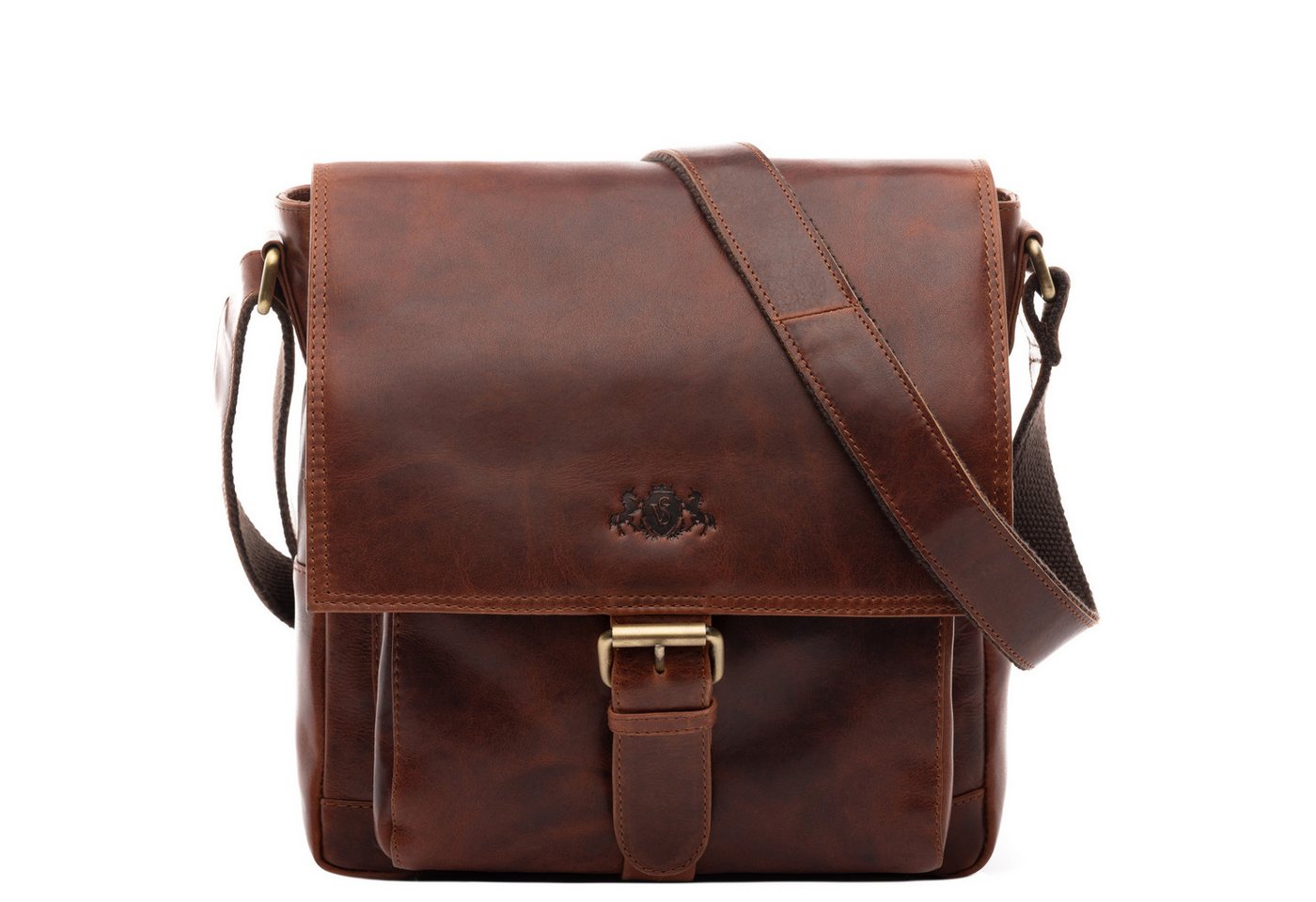 SID & VAIN Messenger Bag echt Leder Ledertasche groß Ledertasche cognac NICO, Umhängetasche echt Leder Unisex, Crossbody Bag hellbraun Bild 5