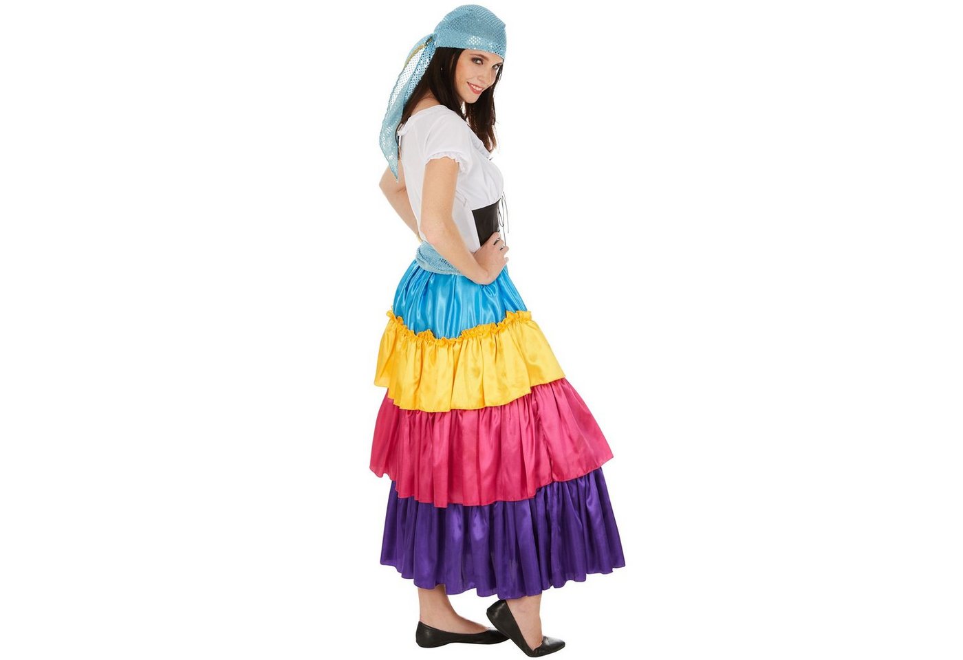 dressforfun Kostüm Wahrsagerin/Künderin, in der Farbe bunt, Gr. S, Inkl. Bindegürtel, Bequemes wundervolles langes Kleid, Bunt und bezaubernd, Kopftuch Bild 5