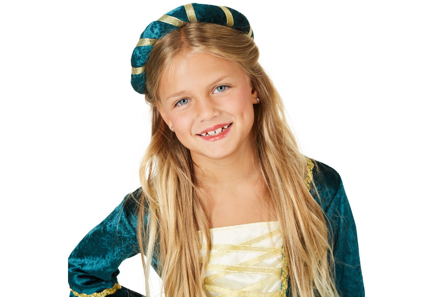 dressforfun Kostüm Prinzessin/Edelfrau, in blau, Gr. 164 (13-14 Jahre), Langes Kleid, Mittelalterverkleidung, Aus Pannesamt und glänzendem Satin, Haarband Bild 5