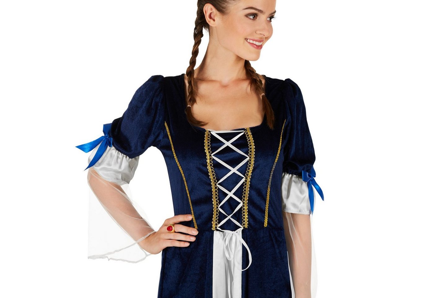 dressforfun Kostüm Prinzessin/Adelige, in blau/weiß, Gr. L, Das Kostüm ist auch ideal, Königstochter-Kleid, Besteht aus wundervollem Satin und Pannesamt Bild 3