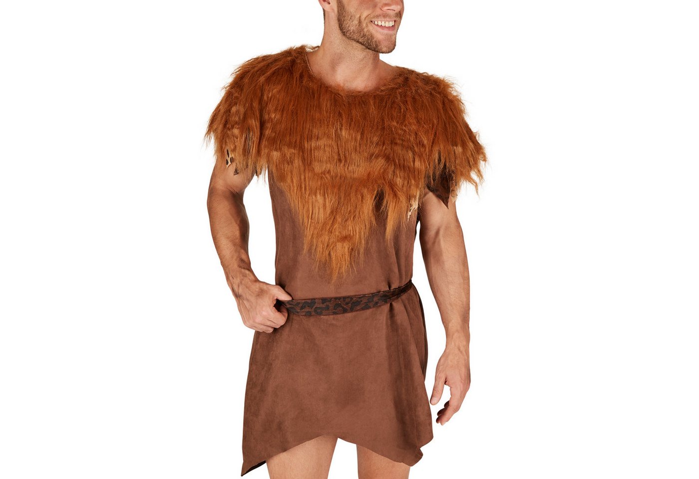 dressforfun Kostüm Höhlenmensch/Urzeitjäger, in braun gemischt, Gr. M, Bequemes Gewand, Perfektes wildes Karnevalskostüm, Inkl. Gürtel, Inkl. Beinstulpen Bild 3