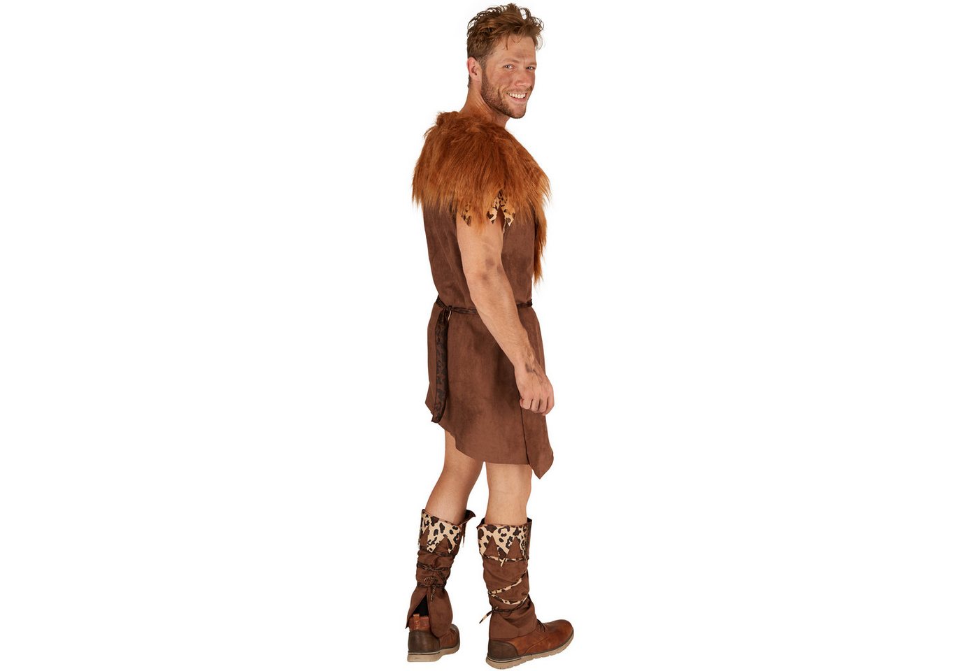 dressforfun Kostüm Höhlenmensch/Urzeitjäger, in braun gemischt, Gr. M, Bequemes Gewand, Perfektes wildes Karnevalskostüm, Inkl. Gürtel, Inkl. Beinstulpen Bild 4