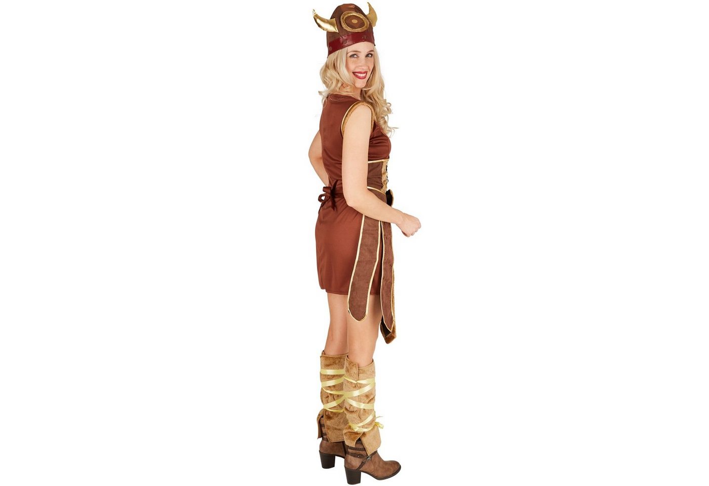 dressforfun Wikinger-Kostüm Nordmann, auch Krieger, Konfektionsgröße M, Lustiger Wikinger Hut, in der Farbe braun, Schönes Kleid, Coole Schürze, Inkl. Beinstulpen