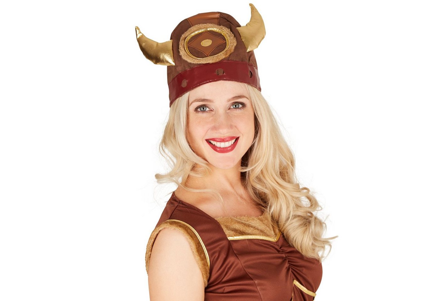 dressforfun Wikinger-Kostüm Nordmann, auch Krieger, Konfektionsgröße M, Lustiger Wikinger Hut, in der Farbe braun, Schönes Kleid, Coole Schürze, Inkl. Beinstulpen Bild 4