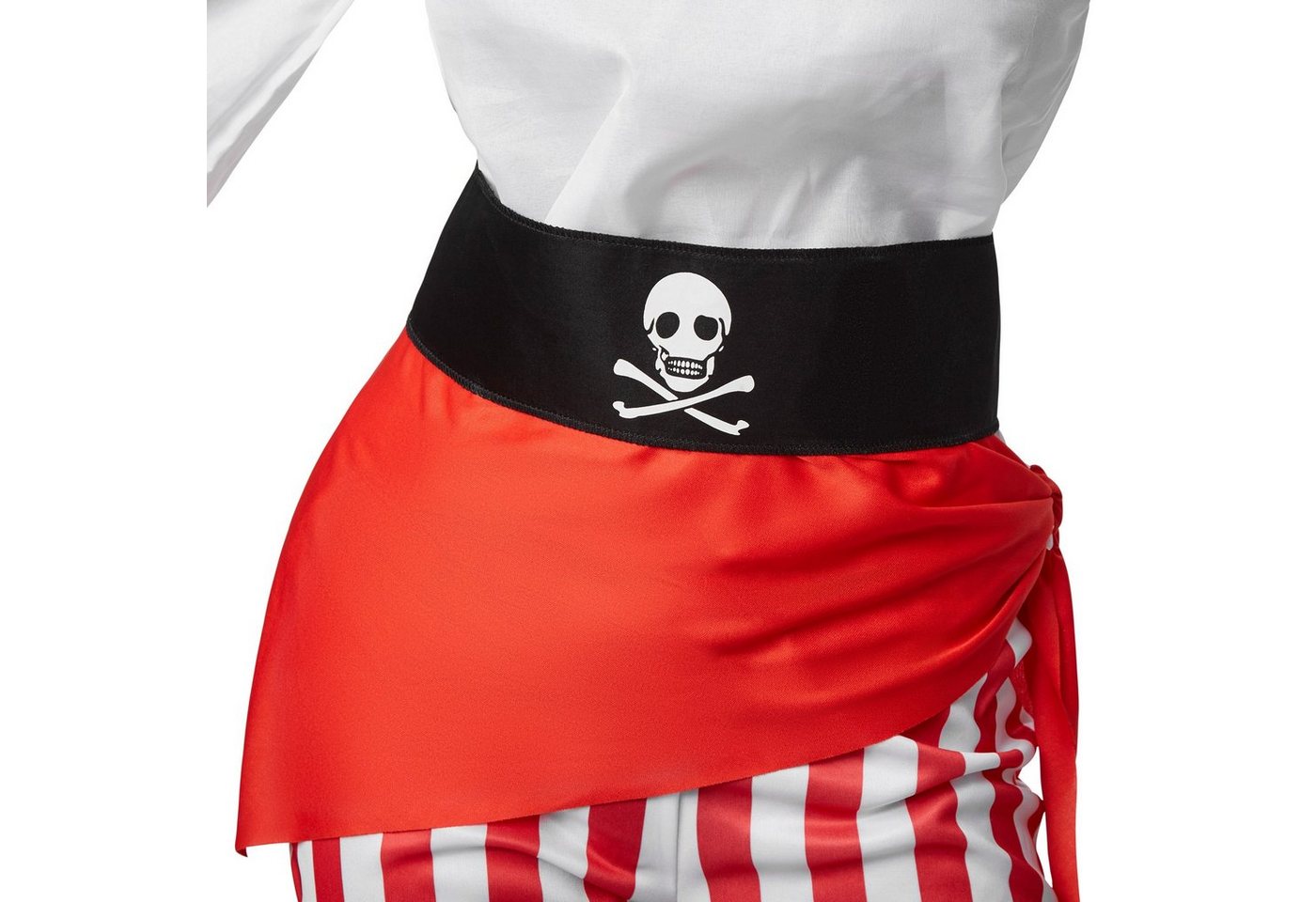 dressforfun Piraten-Kostüm Seeräuber/Freibeuter, in rot/weiß, Gr. M, Kopfband und Augenklappe, Langärmelige schulterfreie Bluse, Gestreifte knöchellange Hose Bild 2