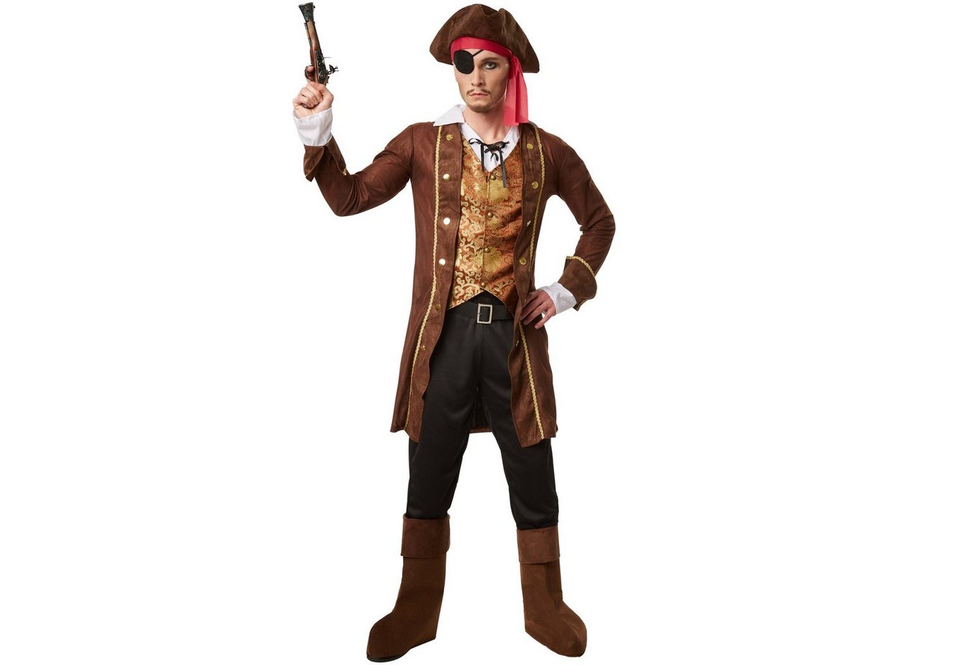 dressforfun Piraten-Kostüm Seeräuber, auch Freibeuter, Gr. L, Hemd mit V-Kragen zum Schnüren, in braun, Lange Hose mit Gummizug und großzügige Stiefelstulpen Bild 4