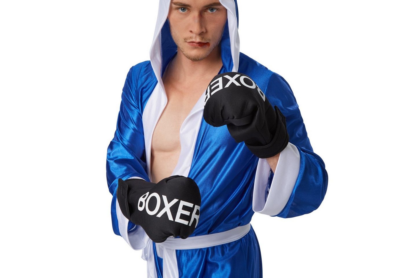 dressforfun Kostüm Boxer/Ringer, in der Farbe blau/weiß, Gr. S, Gürtel zum Schnüren, Boxhandschuhe mit Klettverschluss, Shorts mit angenehmen Gummizug Bild 5
