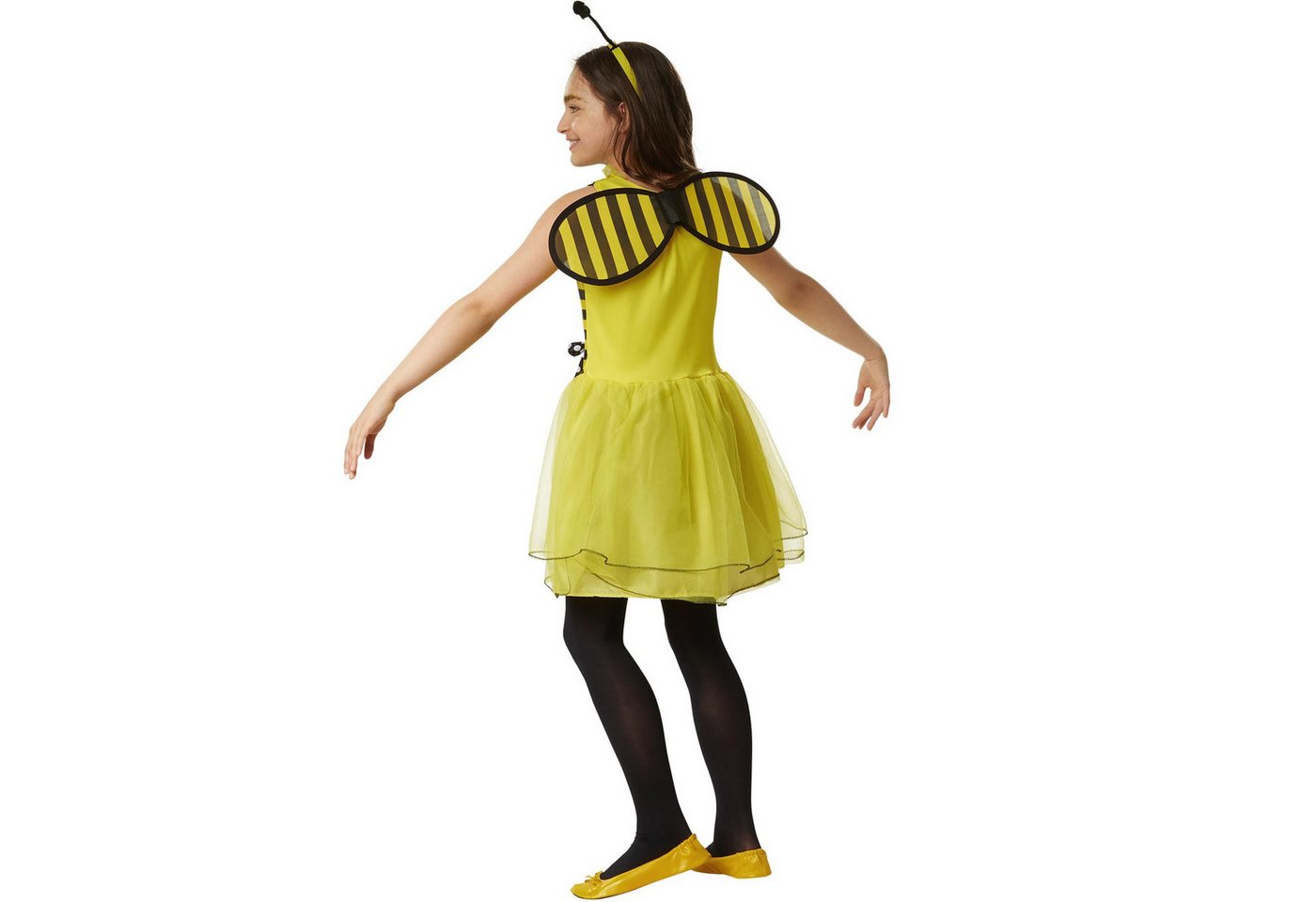 dressforfun Kostüm Biene/Hummel, in schwarz/gelb, Inkl. Flügeln und Haarreif mit, Gr. 104 (3-4 Jahre), 3-lagiger Rock mit 2 Oberröcken aus Tüll