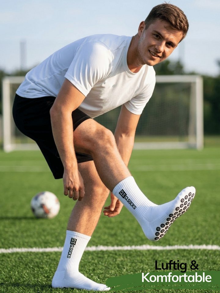 QOLONIA Socken Fußball Grip Socken Unisex Größe 39-46 3er Pack /QSOCKS (Packung, 3 Paar) Anti-Rutsch Fußballsocken & Feuchtigkeitsableitende Sportsocken