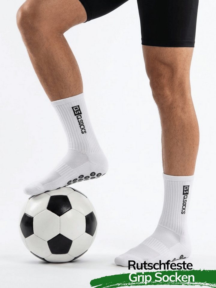 QOLONIA Socken Fußball Grip Socken Unisex Größe 39-46 3er Pack /QSOCKS (Packung, 3 Paar) Anti-Rutsch Fußballsocken & Feuchtigkeitsableitende Sportsocken Bild 3