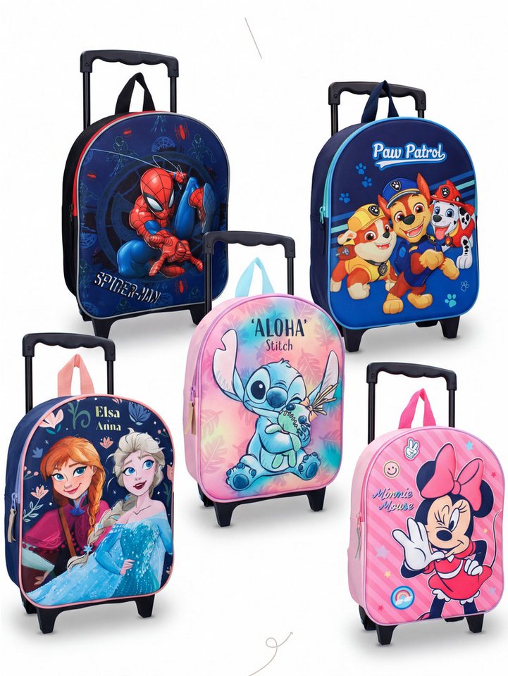 Disney Kinderkoffer Trolley Rucksack Spiderman Paw Patrol Minnie Mouse Eiskönigin Stitch, 30 x 25 x 10 cm, 8 Liter Bild 5