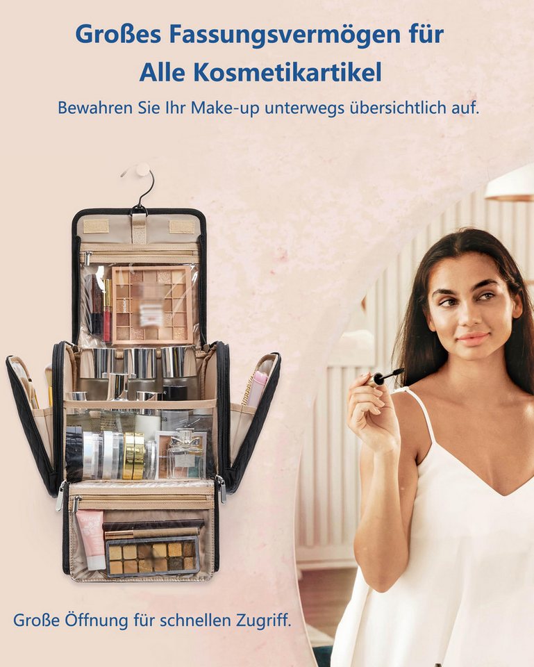 Zaewry Kosmetiktasche Kulturbeutel Damen, Kulturtasche zum Aufhängen, Toiletry Bag, Kosmetiktasche Reise Waschtasche Transparent für Makeup Bild 4