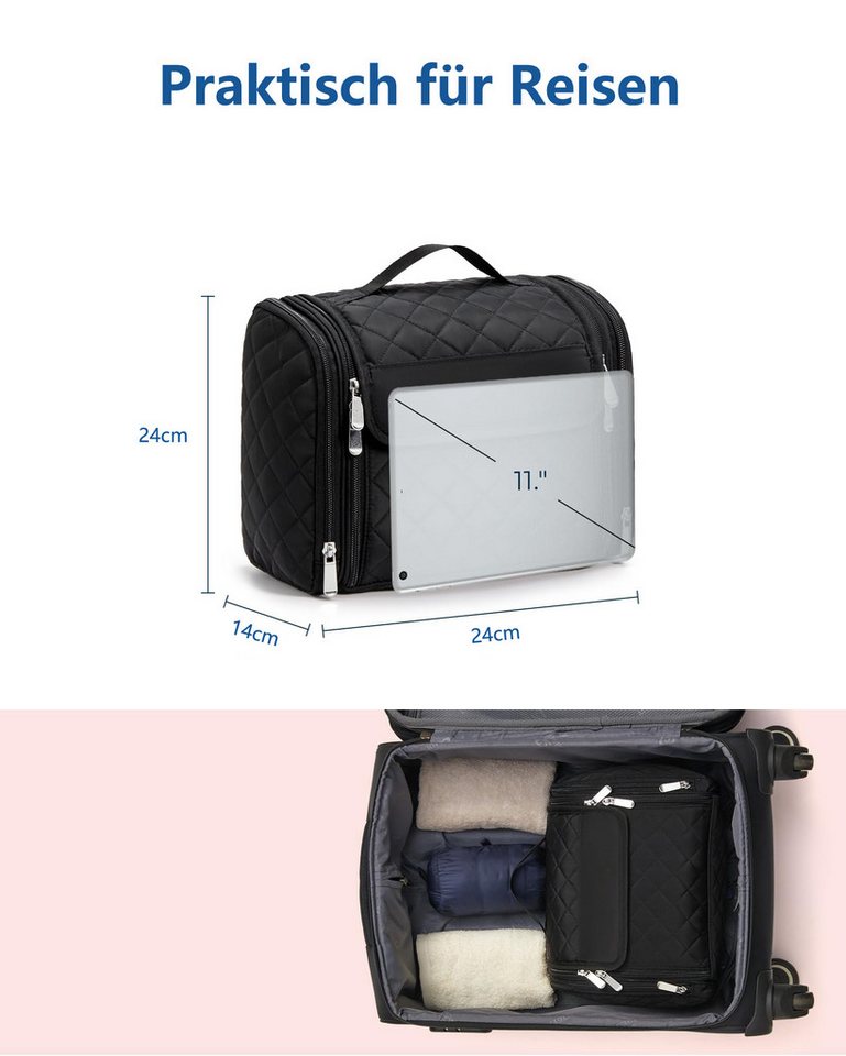 Zaewry Kosmetiktasche Kulturbeutel Damen, Kulturtasche zum Aufhängen, Toiletry Bag, Kosmetiktasche Reise Waschtasche Transparent für Makeup Bild 5