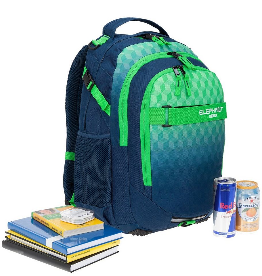 ELEPHANT Schulrucksack Hero Signature Schultasche Digital Ready Set (4 Teile Schulrucksackset, 4-tlg., inkl. Mäppchen Box + Laptop Hülle Sleeve + 31 Teile Stifte), Rucksack Schulmappe Jungen Mädchen +rmlv Bild 5