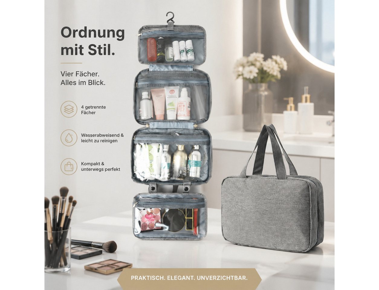 Jumpeak Kulturbeutel mehrfarbig,kompakt,Hautpflegeprodukte,Aufbewahrung,Kosmetiktasche (Spar-Set), langlebig,Kulturbeutel,Schutz,trocken,vielseitig,ReiseKosmetiktasche