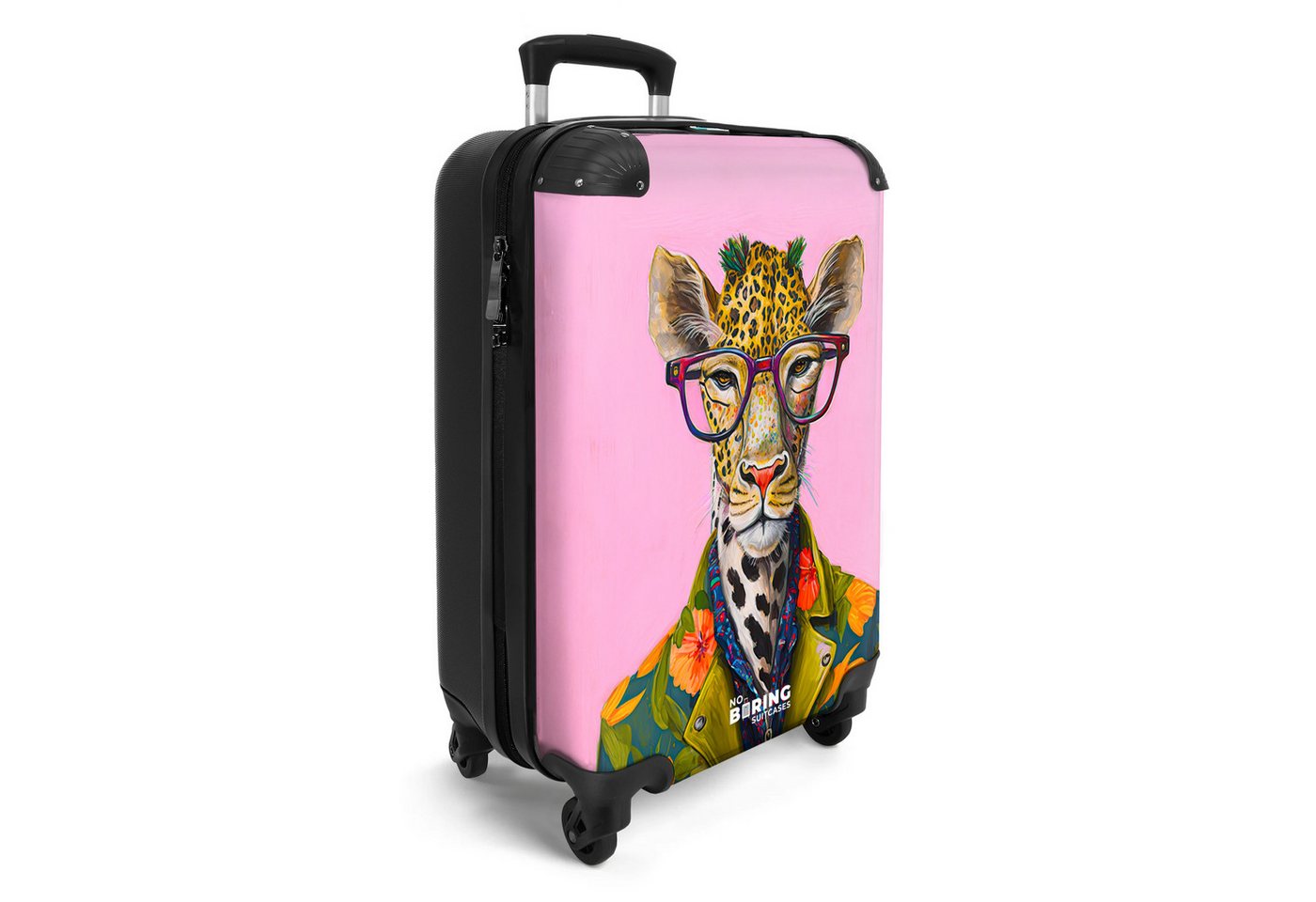 NoBoringSuitcases.com© Hartschalen-Trolley Tiere - Giraffe - Brille - Blumen 55x35x20cm, Reisetasche mit Rollen, Koffer Handgepäck Flugzeug Bild 2