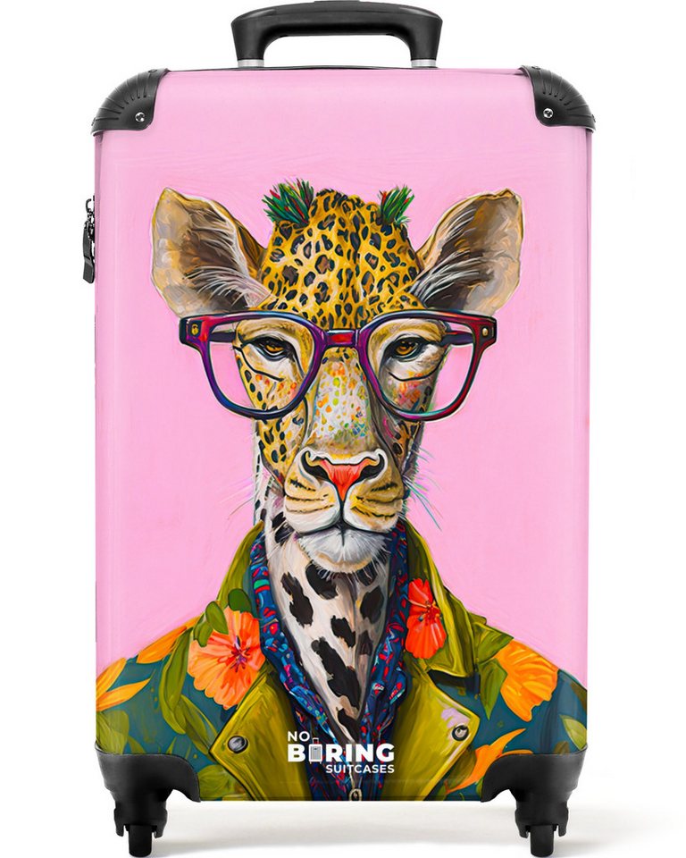 NoBoringSuitcases.com© Hartschalen-Trolley Tiere - Giraffe - Brille - Blumen 55x35x20cm, Reisetasche mit Rollen, Koffer Handgepäck Flugzeug Bild 4