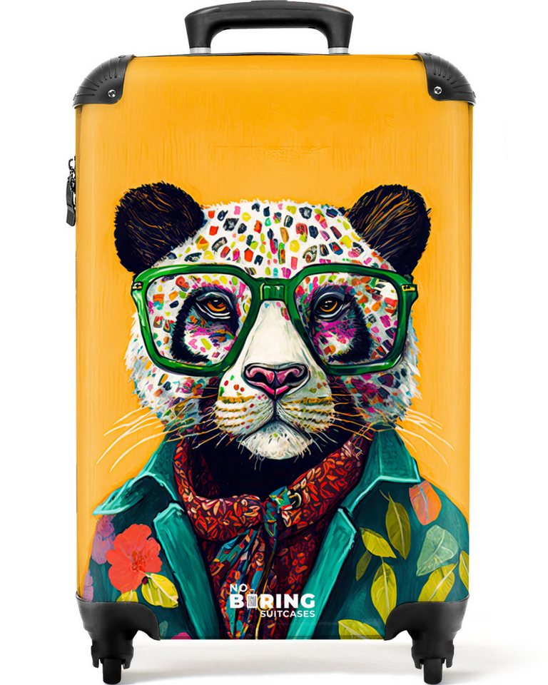 NoBoringSuitcases.com© Hartschalen-Trolley Panda - Brille - Hippie 55x35x20cm, 4 Rollen, Reisetasche mit Rollen, Koffer Handgepäck Flugzeug Bild 2