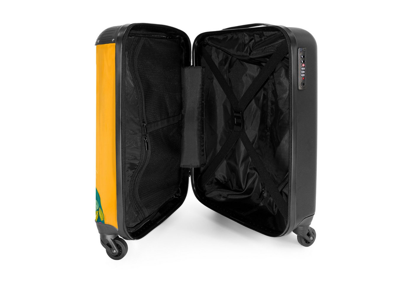 NoBoringSuitcases.com© Hartschalen-Trolley Panda - Brille - Hippie 55x35x20cm, 4 Rollen, Reisetasche mit Rollen, Koffer Handgepäck Flugzeug Bild 4