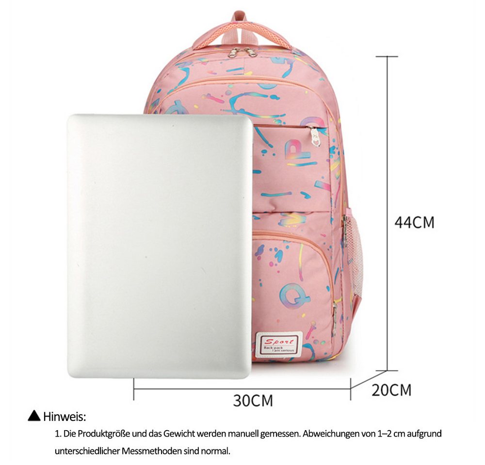 MOPUEA Schulrucksack Rucksack Schulrucksack 3er Set Schule Mädchen Jungen Teenager (mit Lunchbox, Federmäppchen, 3-teilig), Mit Turnbeutel Seitentasche, Laptopfach, Wasserabweisend Bild 2
