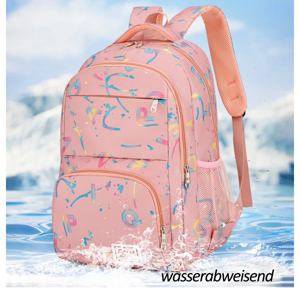 MOPUEA Schulrucksack Rucksack Schulrucksack 3er Set Schule Mädchen Jungen Teenager (mit Lunchbox, Federmäppchen, 3-teilig), Mit Turnbeutel Seitentasche, Laptopfach, Wasserabweisend Bild 3