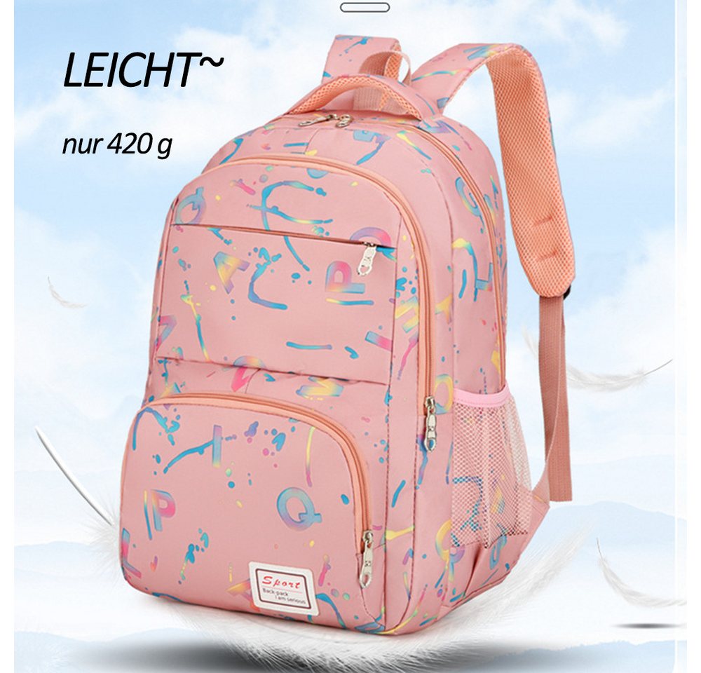 MOPUEA Schulrucksack Rucksack Schulrucksack 3er Set Schule Mädchen Jungen Teenager (mit Lunchbox, Federmäppchen, 3-teilig), Mit Turnbeutel Seitentasche, Laptopfach, Wasserabweisend Bild 4