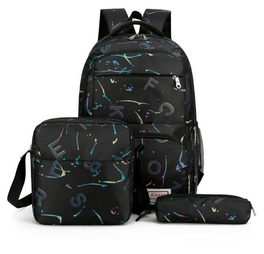 MOPUEA Schulrucksack Rucksack Schulrucksack 3er Set Schule Mädchen Jungen Teenager (mit Lunchbox, Federmäppchen, 3-teilig), Mit Turnbeutel Seitentasche, Laptopfach, Wasserabweisend Bild 5